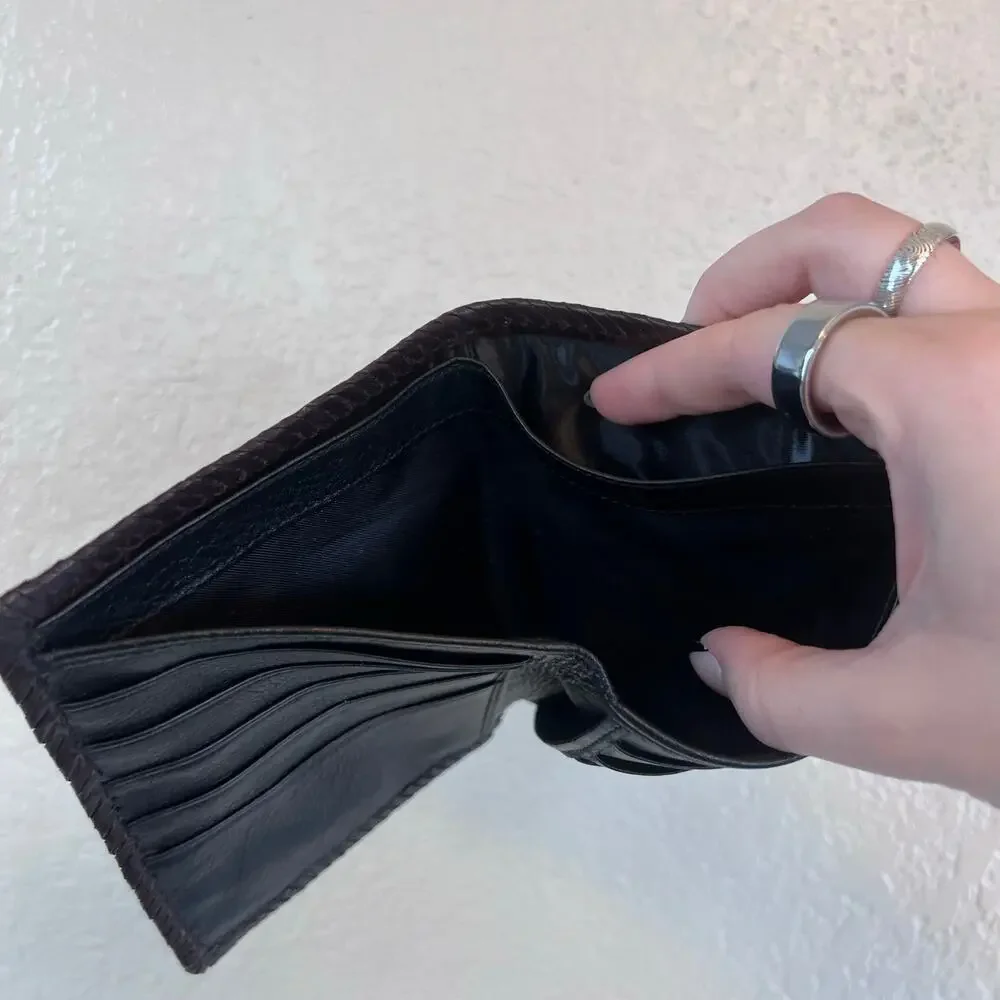 Brighton Brown Leather Wallet Silver Embossed